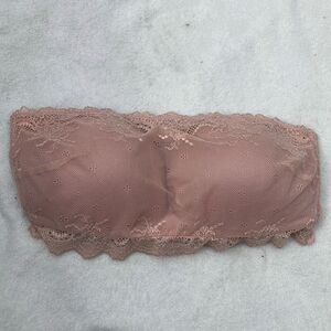 Spanx pink lace bandeau padded bra size medium